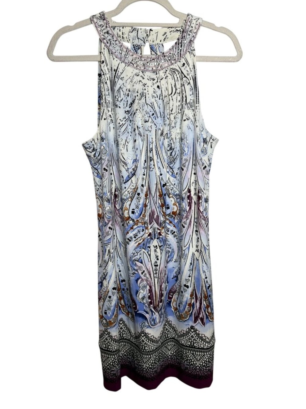 White House Black Market M Paisley Dress Boho Luxe Embellished